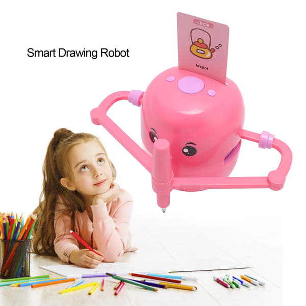 Drawing Robot for Kids with 100 Cards, Voice Interactive Educational Drawing Machine, Montessori Painting Learning Toys
