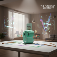 Drawing Robot for Kids with 100 Cards, Voice Interactive Educational Drawing Machine, Montessori Painting Learning Toys