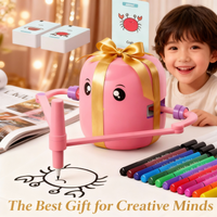 Drawing Robot for Kids with 100 Cards, Voice Interactive Educational Drawing Machine, Montessori Painting Learning Toys